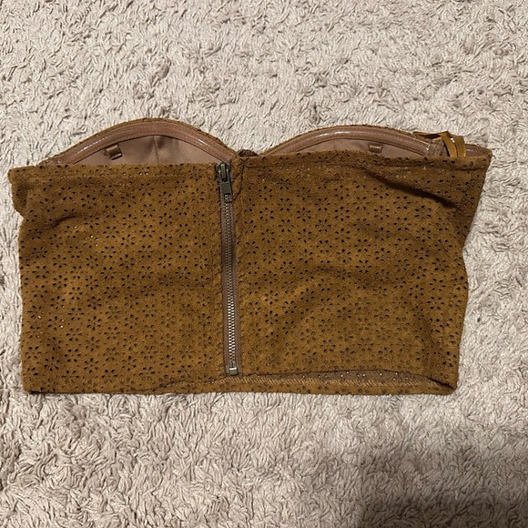 Brown Patterned Strapless Top - Picture 2 of 5